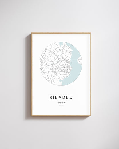 Poster représentant le plan de la ville de Ribadeo.