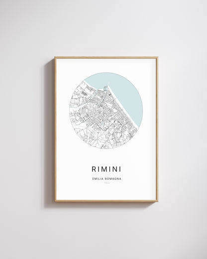 Poster raffigurante la mappa della città di Rimini.