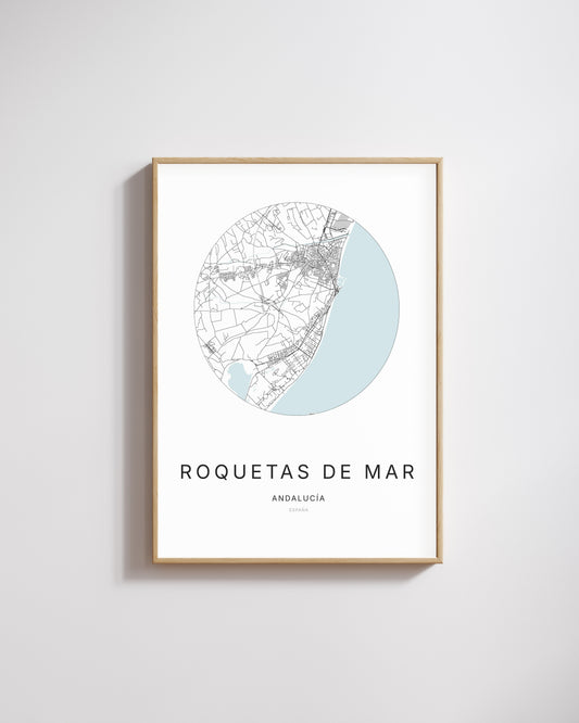 Poster représentant le plan de la ville de Roquetas de Mar.