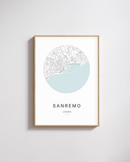 Poster représentant le plan de la ville de Sanremo.