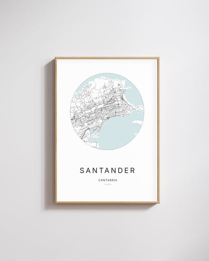 Poster représentant le plan de la ville de Santander.