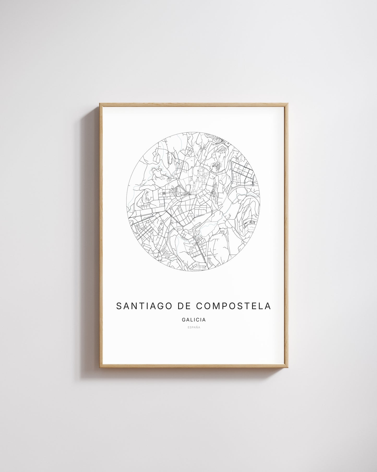Poster représentant le plan de la ville de Santiago de Compostela.