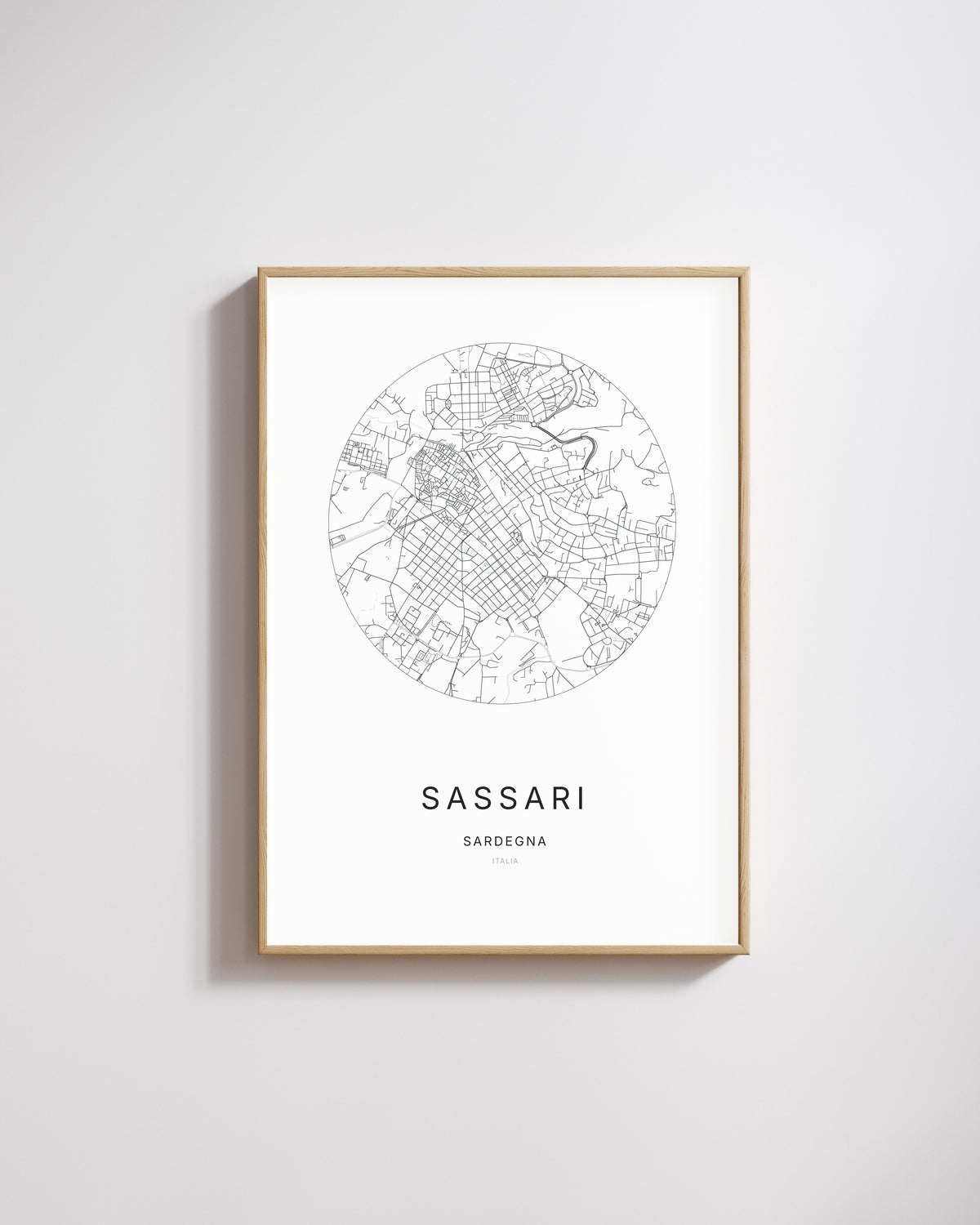 Poster représentant le plan de la ville de Sassari.