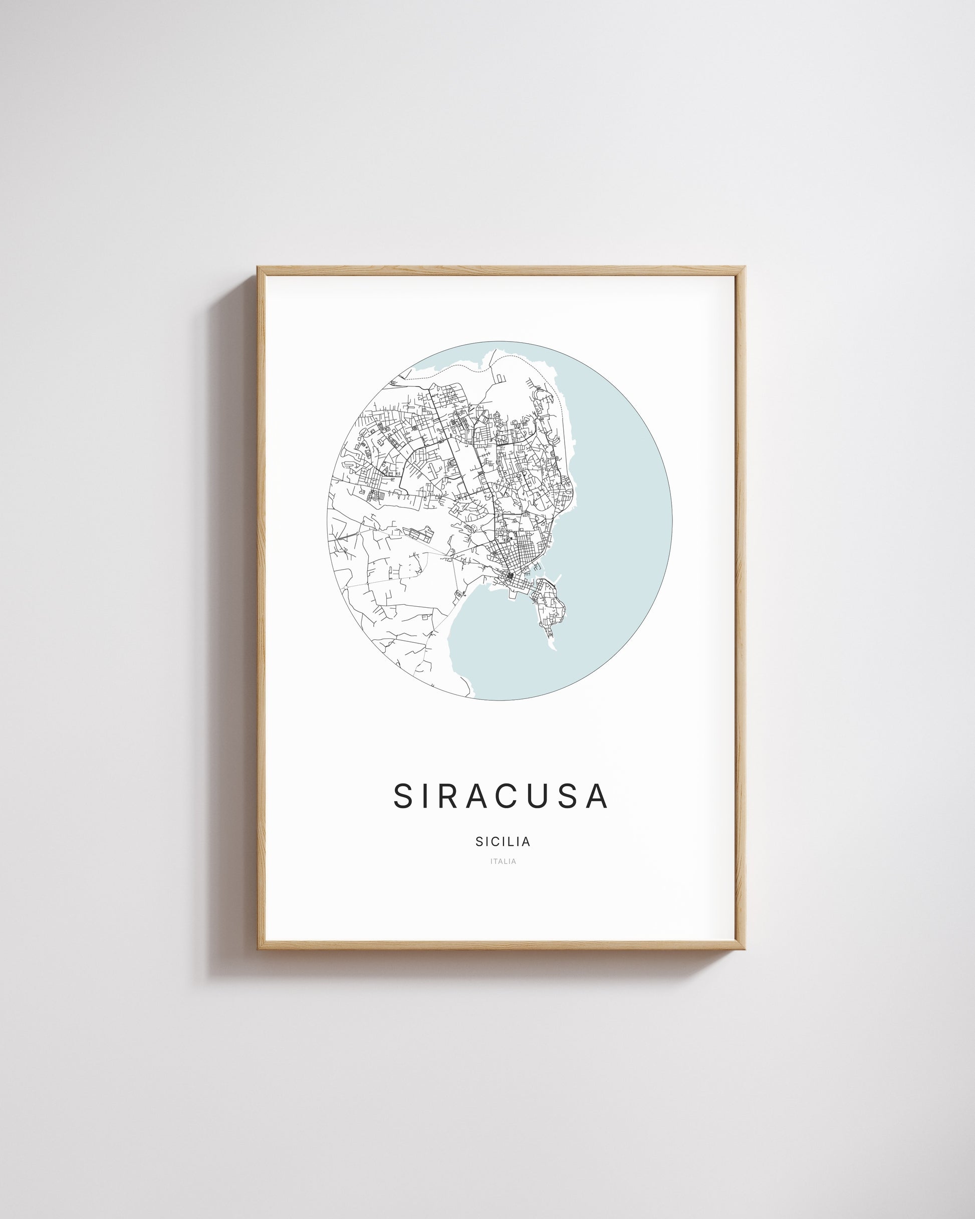 Poster représentant le plan de la ville de Siracusa.