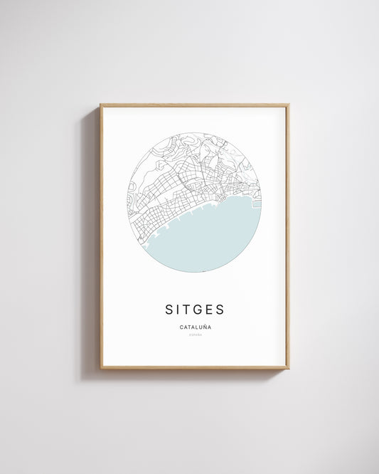 Poster représentant le plan de la ville de Sitges.