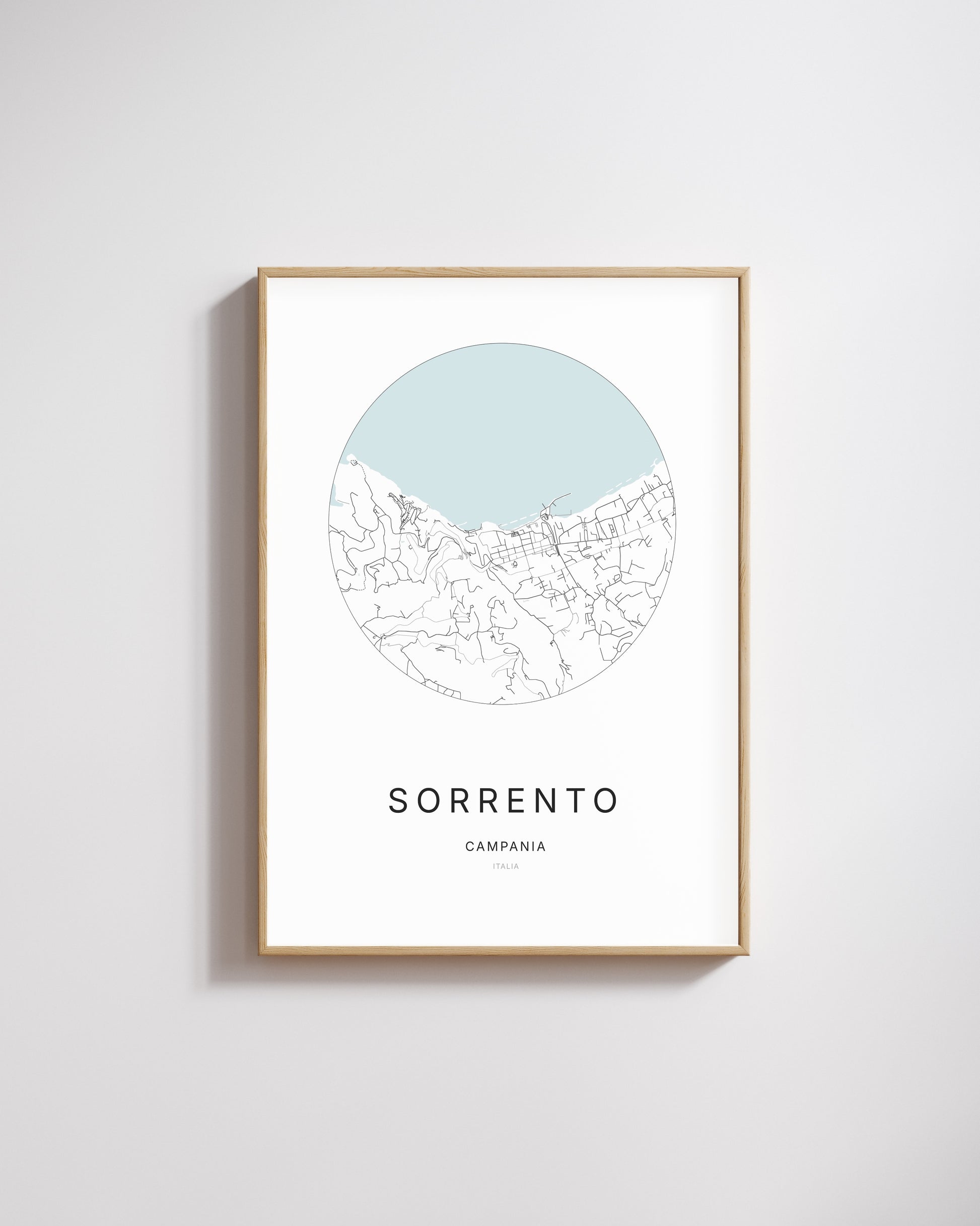 Poster représentant le plan de la ville de Sorrento.