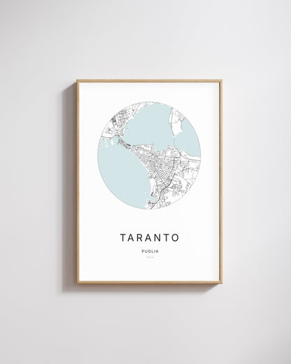 Poster représentant le plan de la ville de Taranto.