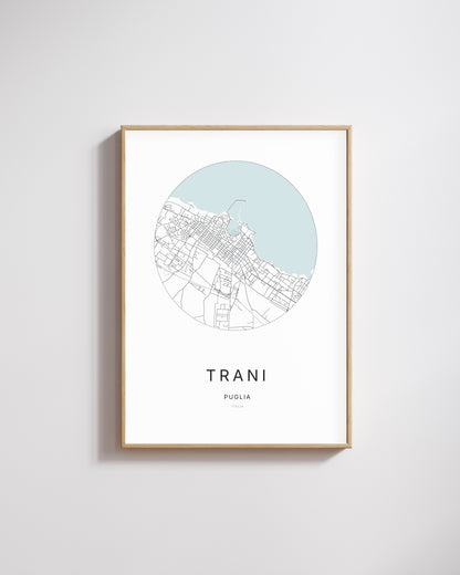 Poster représentant le plan de la ville de Trani.