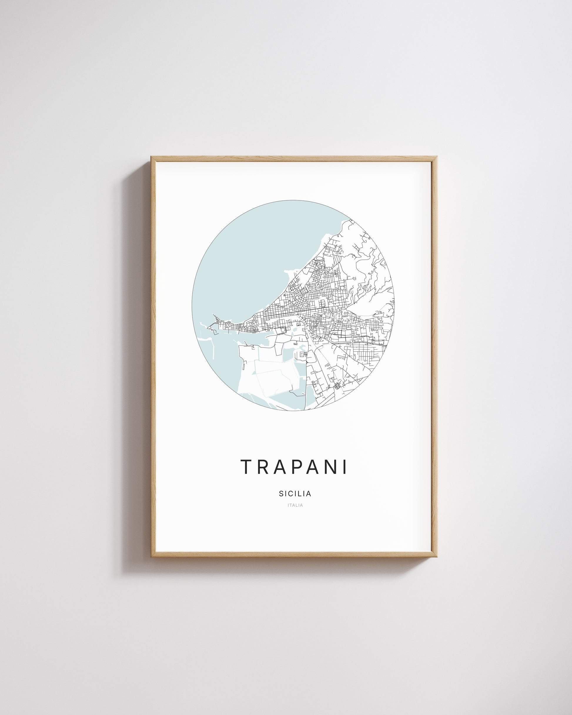 Poster représentant le plan de la ville de Trapani.
