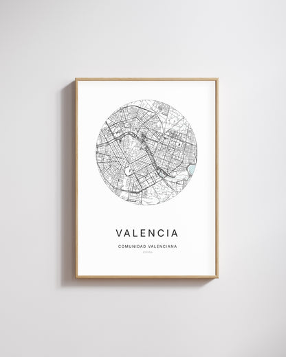 Poster représentant le plan de la ville de Valencia.