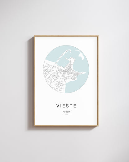 Poster représentant le plan de la ville de Vieste.