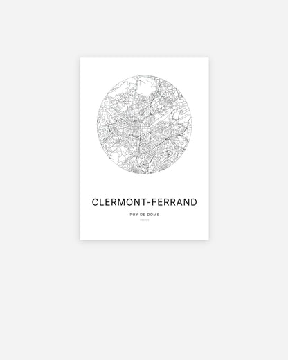 Affiche Clermont-Ferrand - Plan minimaliste