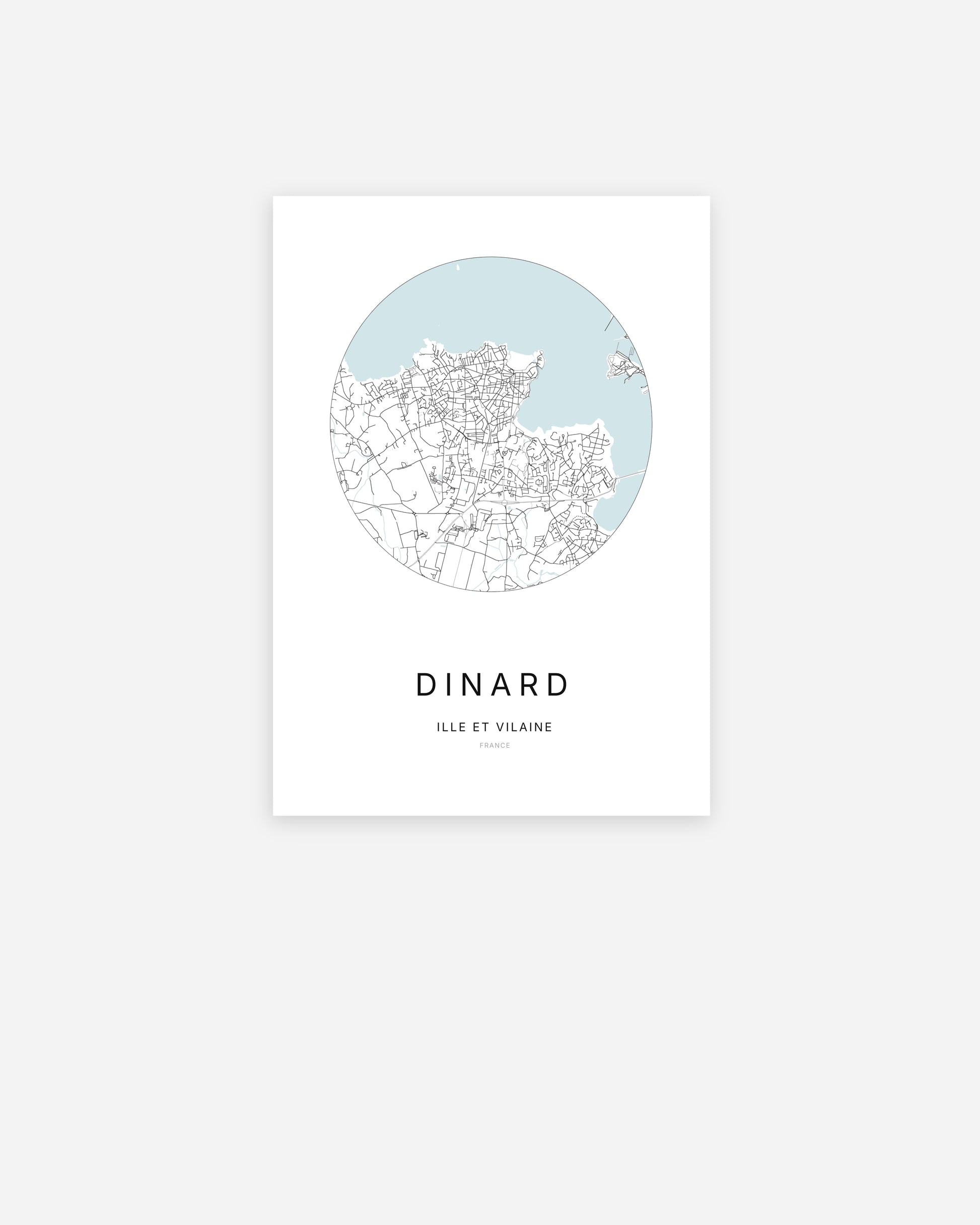 Affiche minimaliste de Dinard représentant le plan de la ville en design épuré