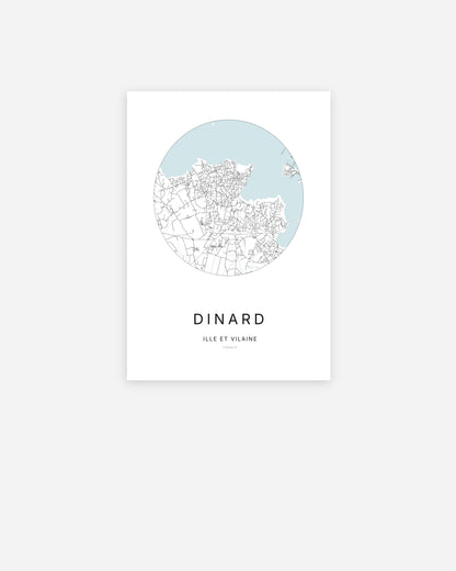 Affiche minimaliste de Dinard représentant le plan de la ville en design épuré