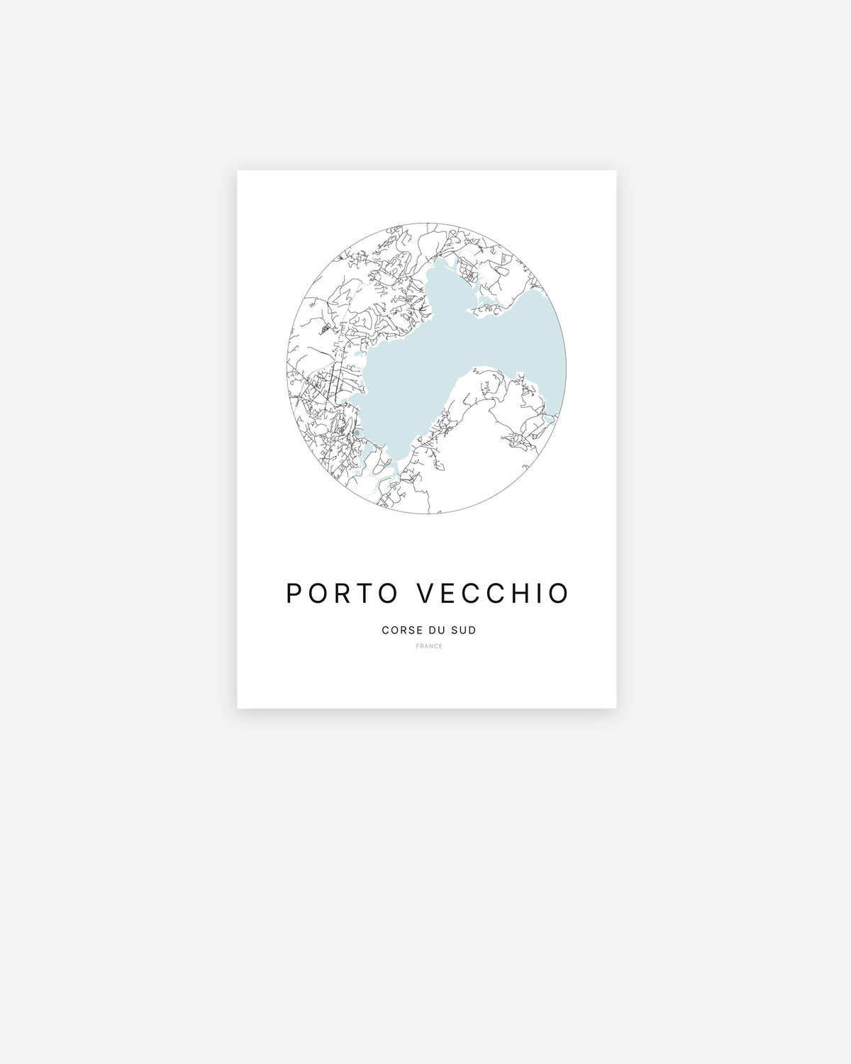 City map of Porto-Vecchio in a minimalist design.