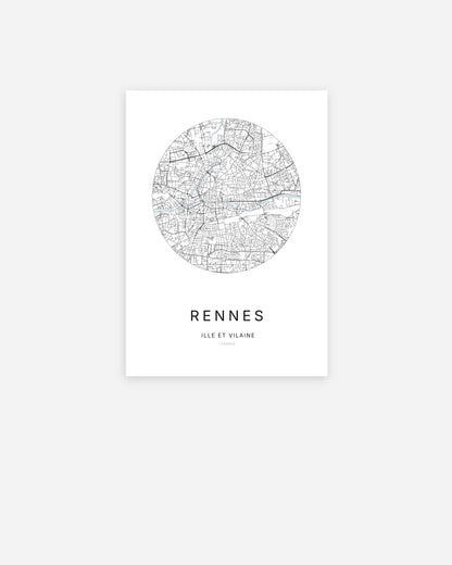 Affiche Rennes – Plan minimaliste