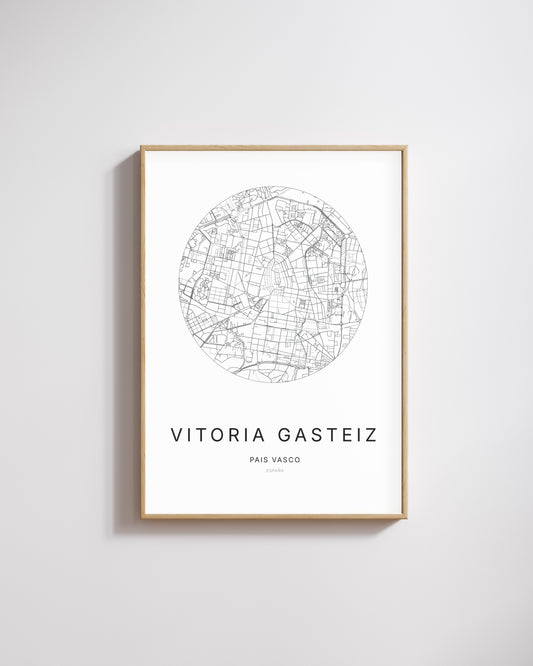 Póster que representa el mapa de la ciudad de Vitoria-Gasteiz.