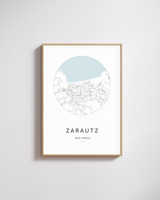 Poster représentant le plan de la ville de Zarautz.