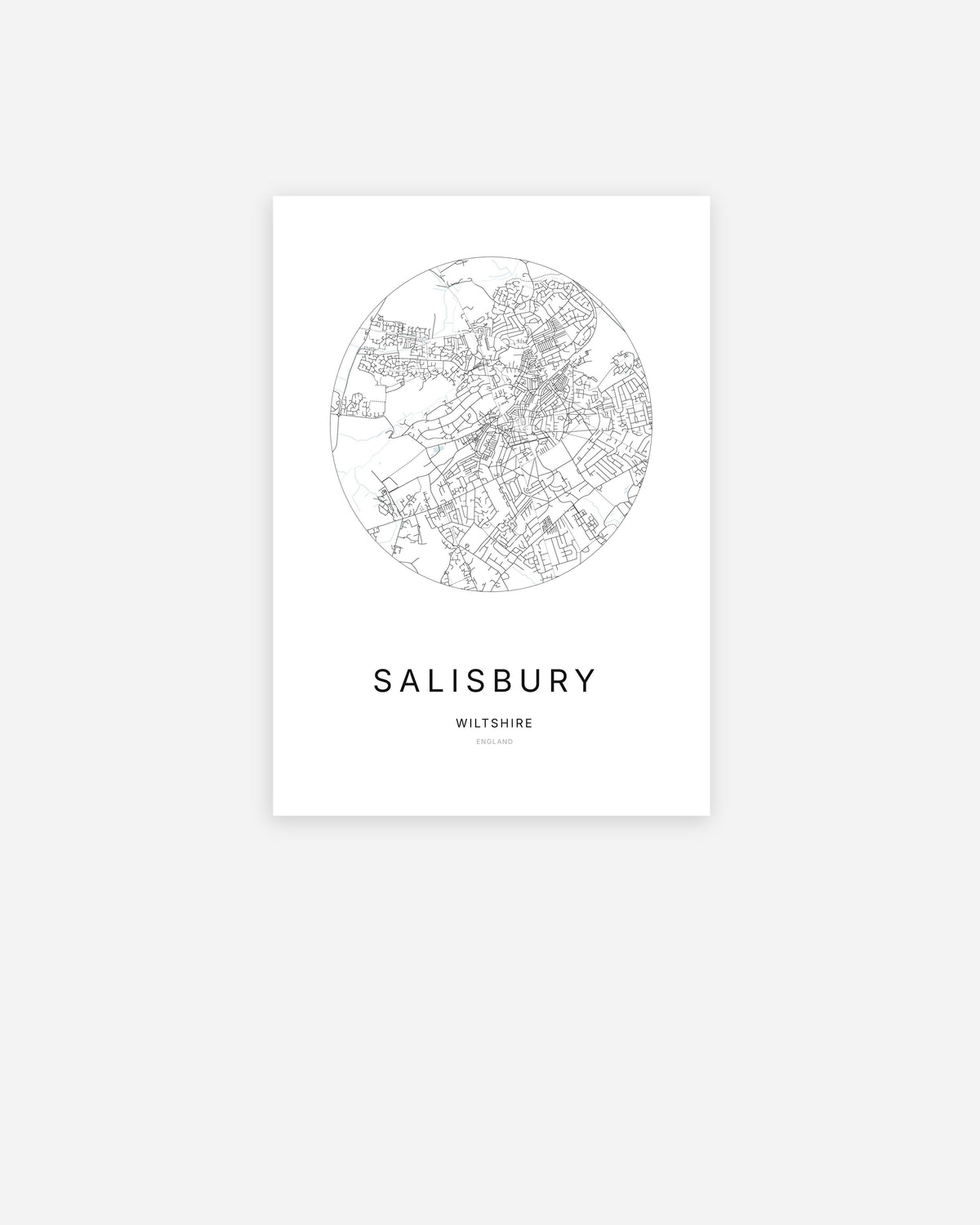 City map of Salisbury in a minimalist design.