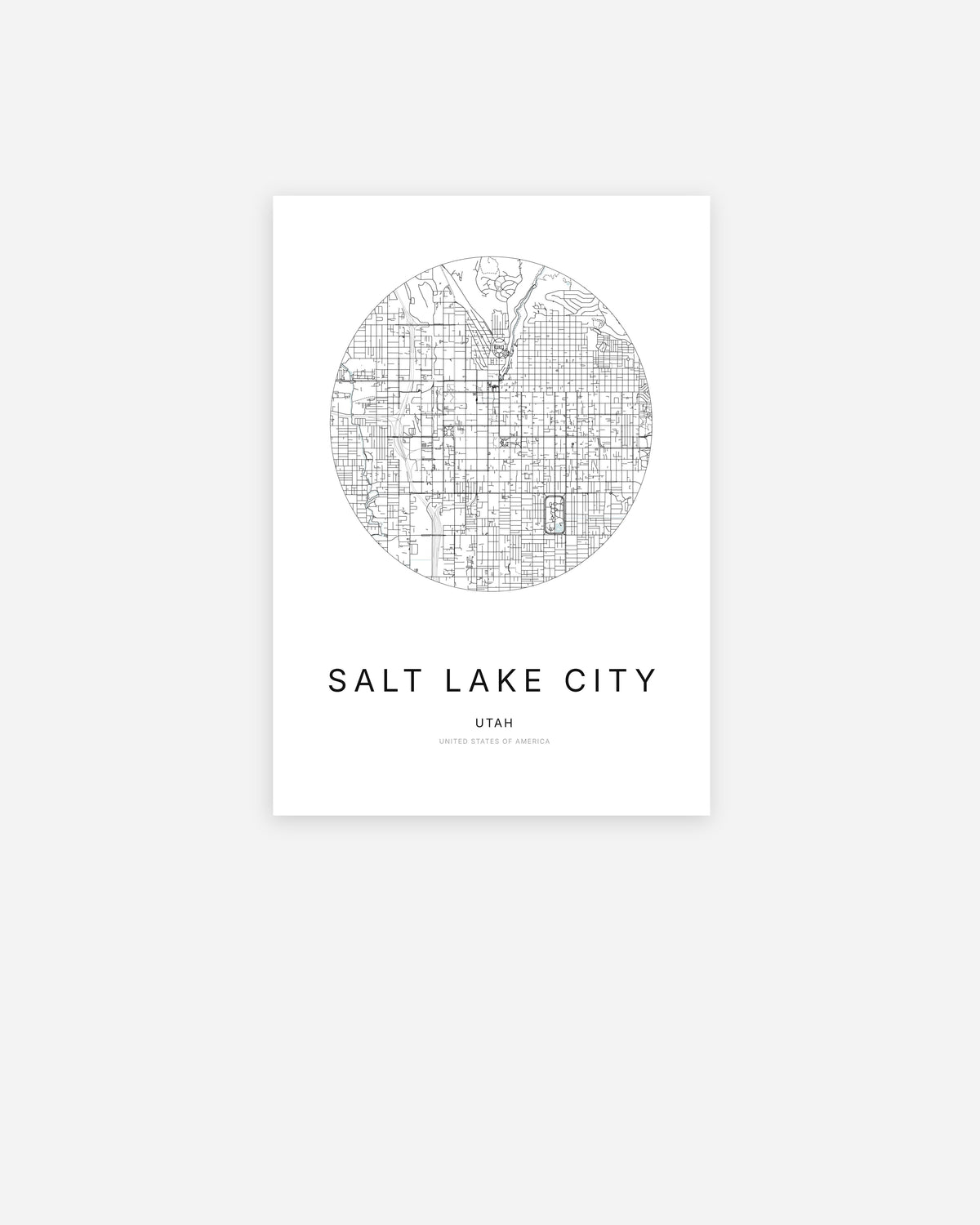 Plan de la ville de Salt Lake City au design minimaliste.