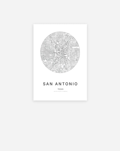 Plan de la ville de San Antonio au design minimaliste.