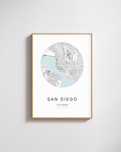 Poster représentant le plan de la ville de San Diego.