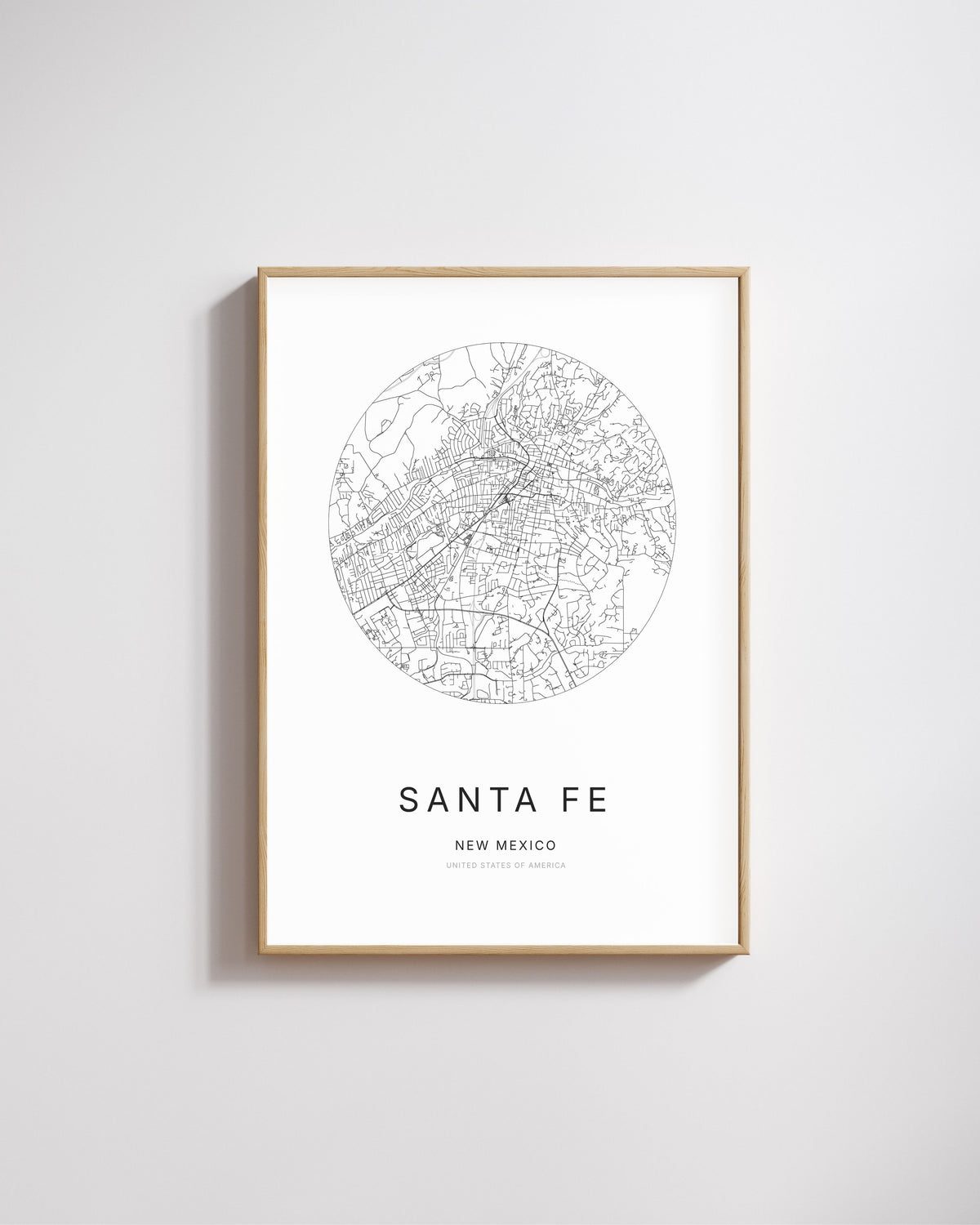 Poster représentant le plan de la ville de Santa Fe.