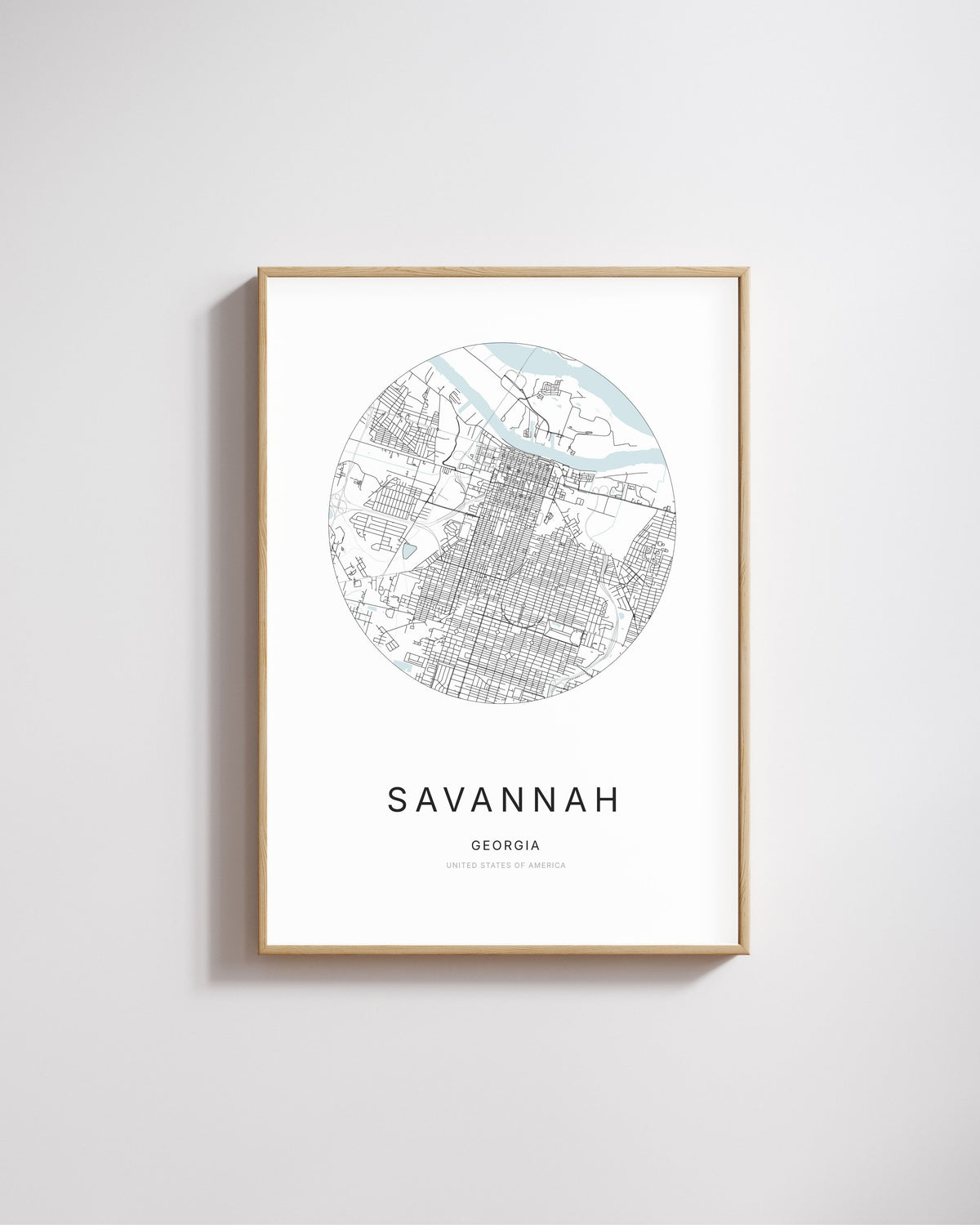 Poster représentant le plan de la ville de Savannah.