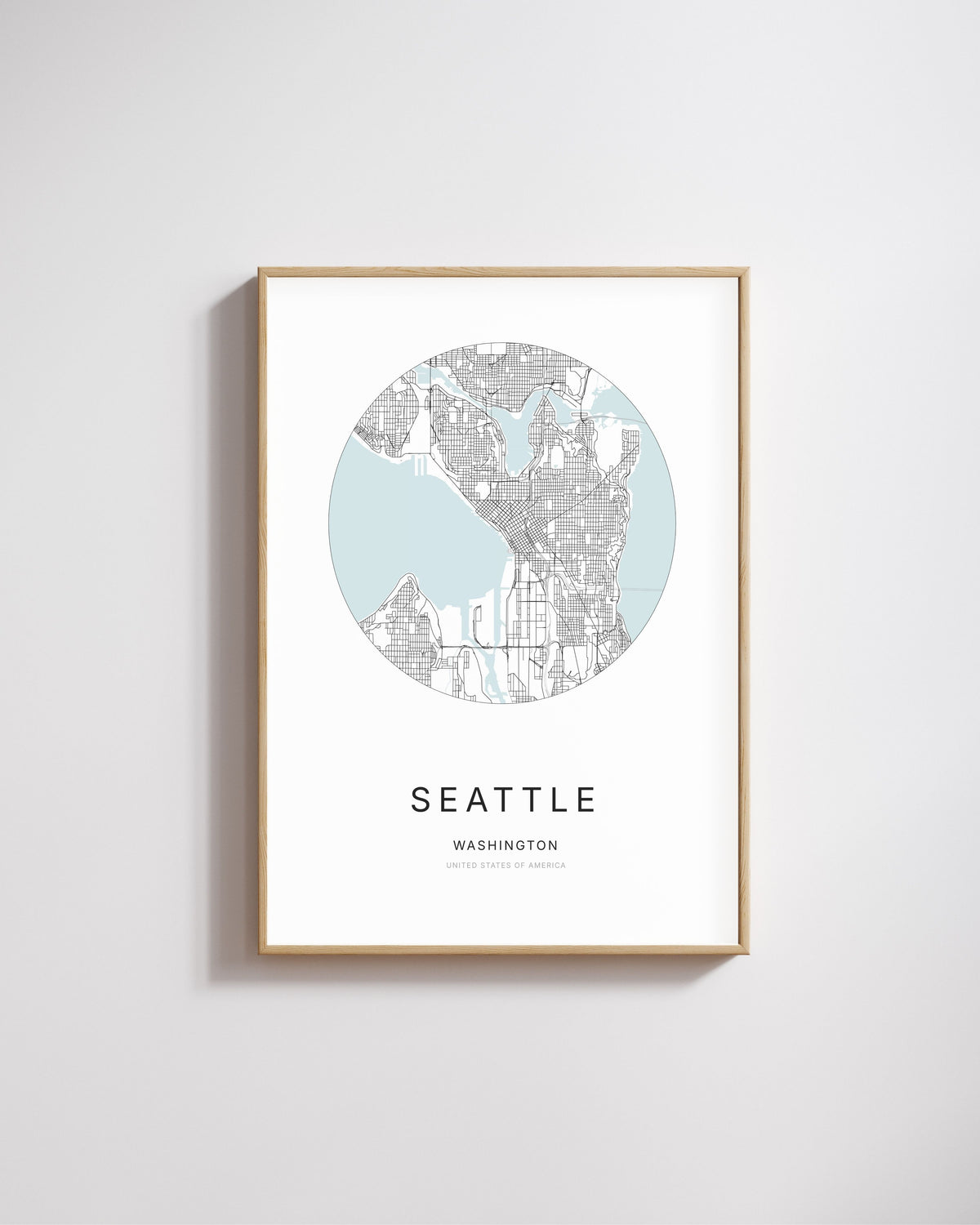 Poster représentant le plan de la ville de Seattle.