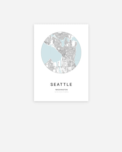 Plan de la ville de Seattle au design minimaliste.