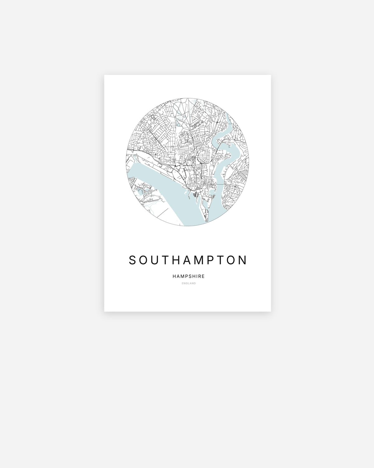 Plan de la ville de Southampton au design minimaliste.