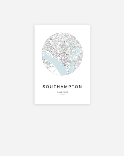 Plan de la ville de Southampton au design minimaliste.