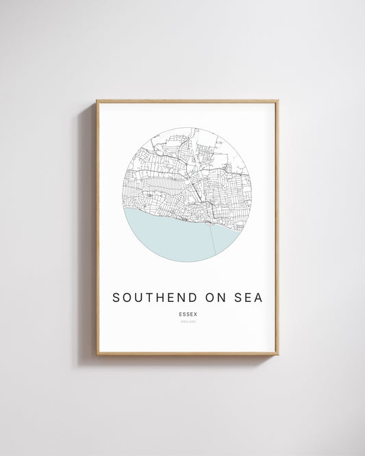 Poster featuring a map of Southend-on-Sea.