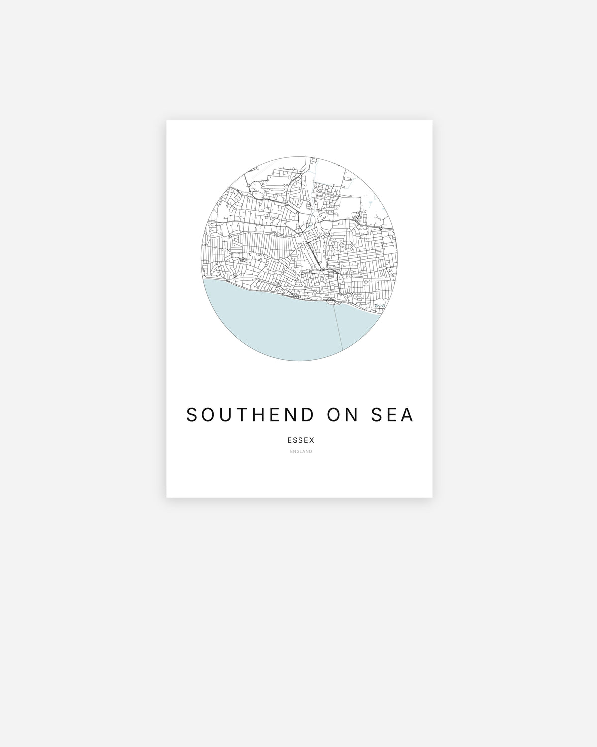 City map of Southend-on-Sea in a minimalist design.
