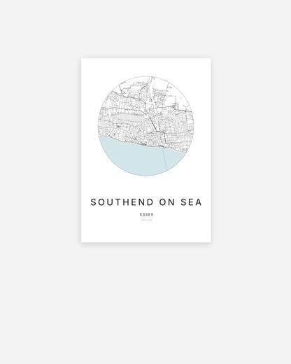 City map of Southend-on-Sea in a minimalist design.
