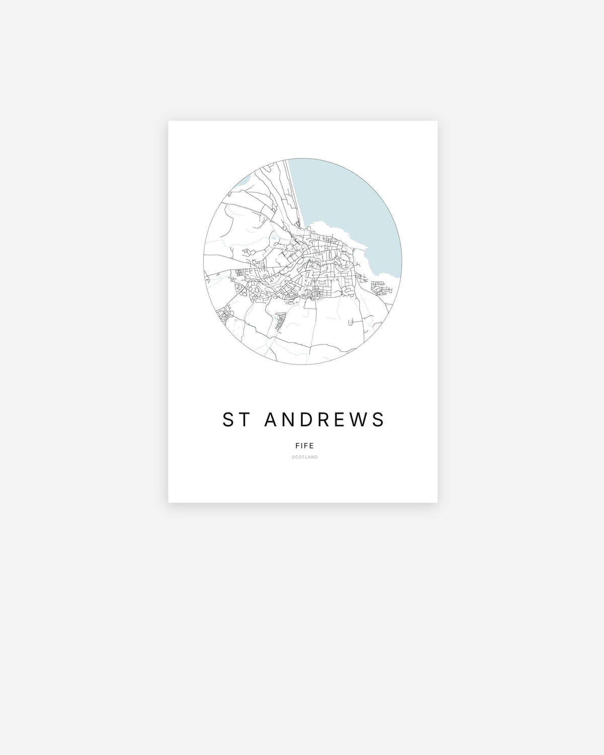 City map of St Andrews in a minimalist design.