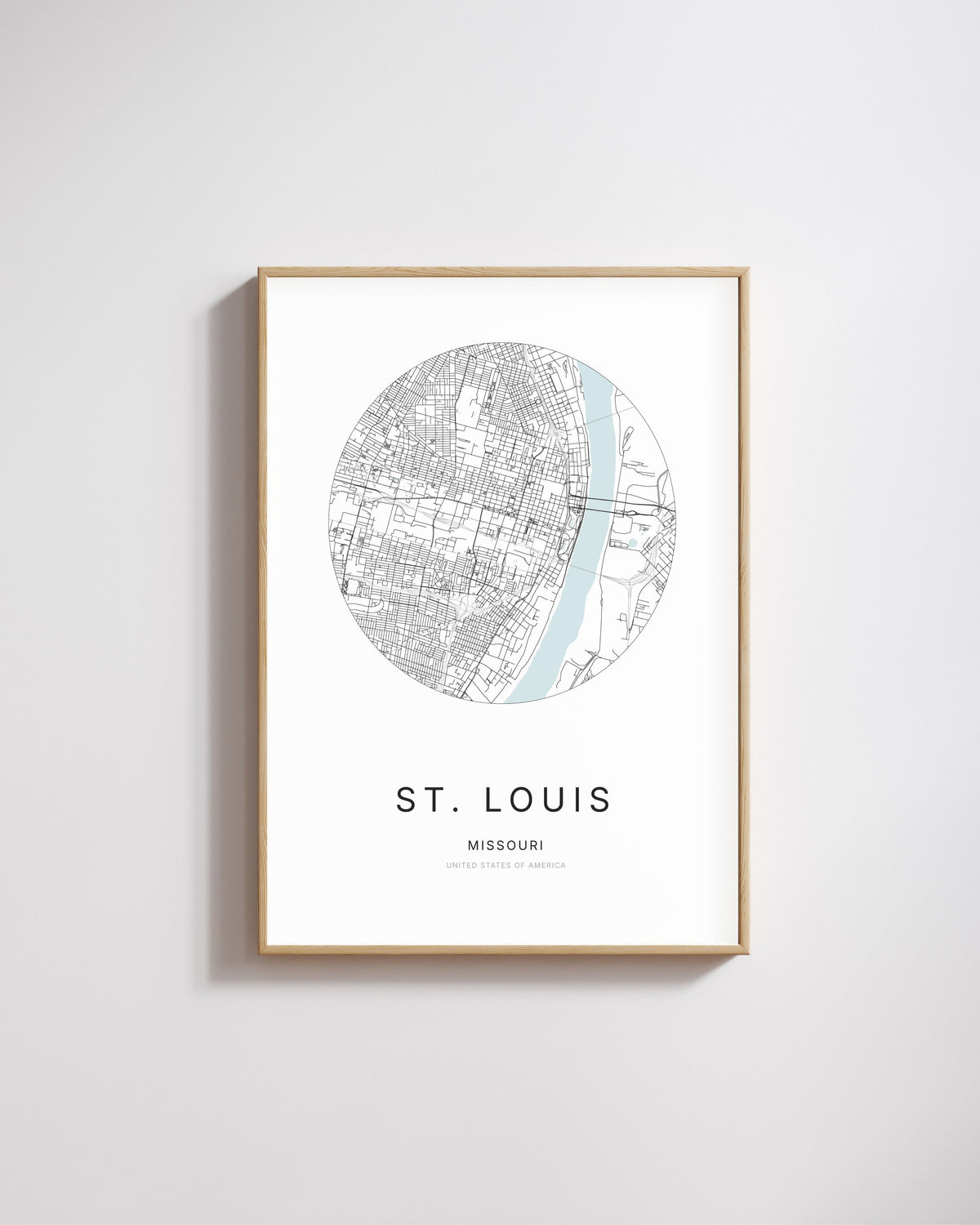 Poster featuring the city map of St. Louis, Missouri.
