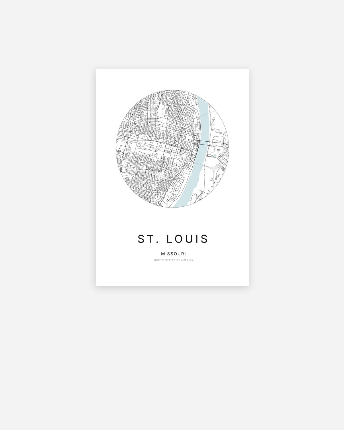 Minimalist city map of St. Louis, Missouri.