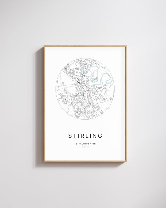 Poster représentant le plan de la ville de Stirling.