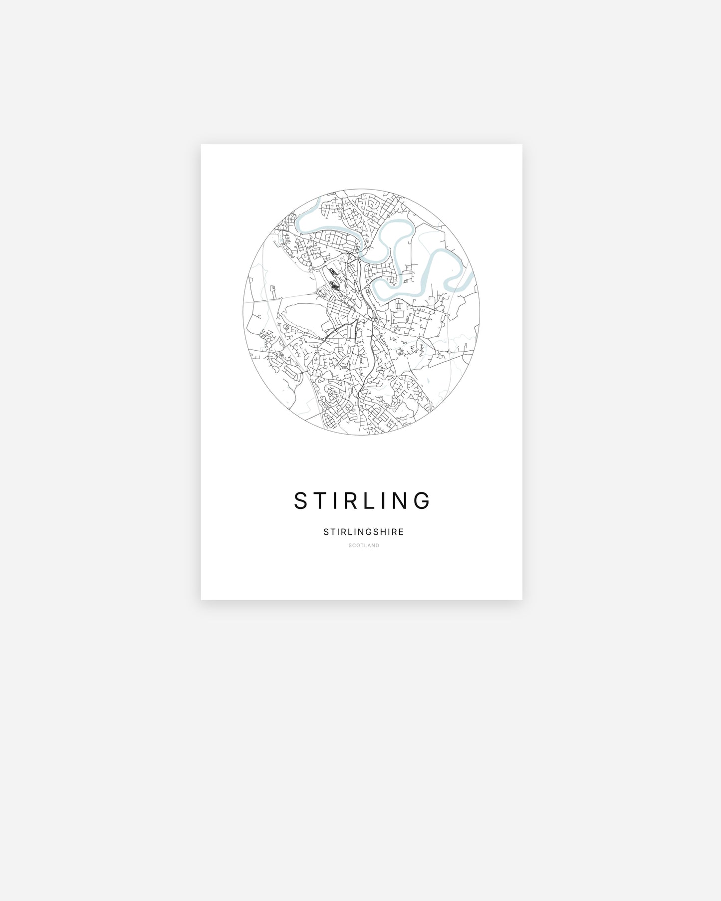 Plan de la ville de Stirling au design minimaliste.
