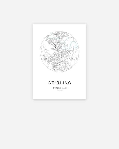 Plan de la ville de Stirling au design minimaliste.