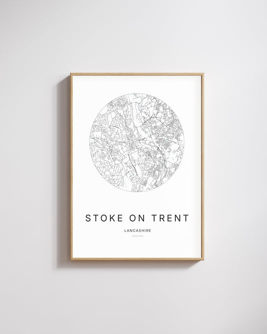 Poster représentant le plan de la ville de Stoke-on-Trent.