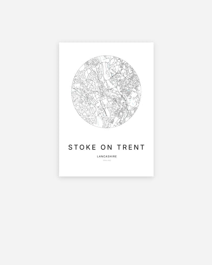 Plan de la ville de Stoke-on-Trent au design minimaliste.