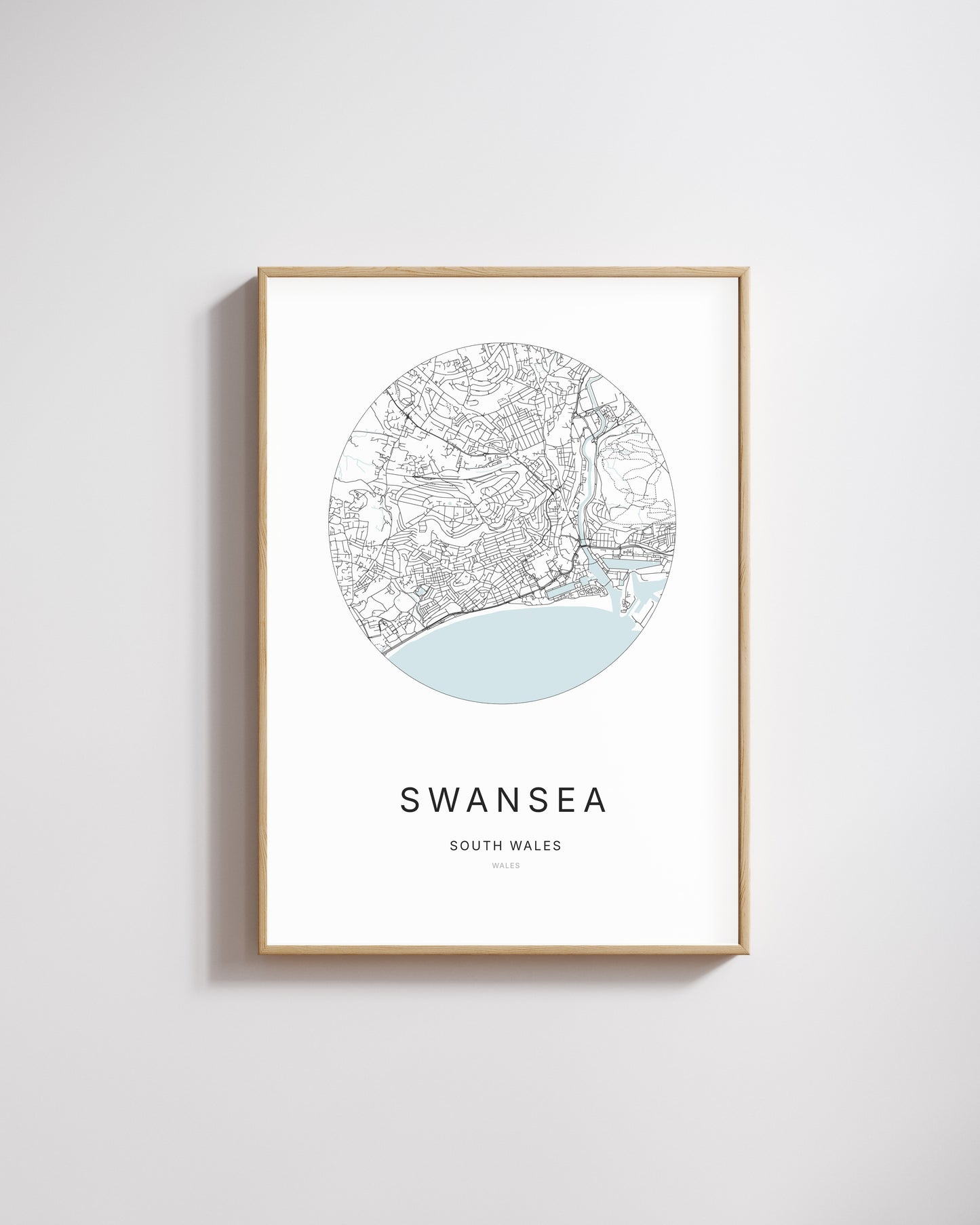 Poster représentant le plan de la ville de Swansea.