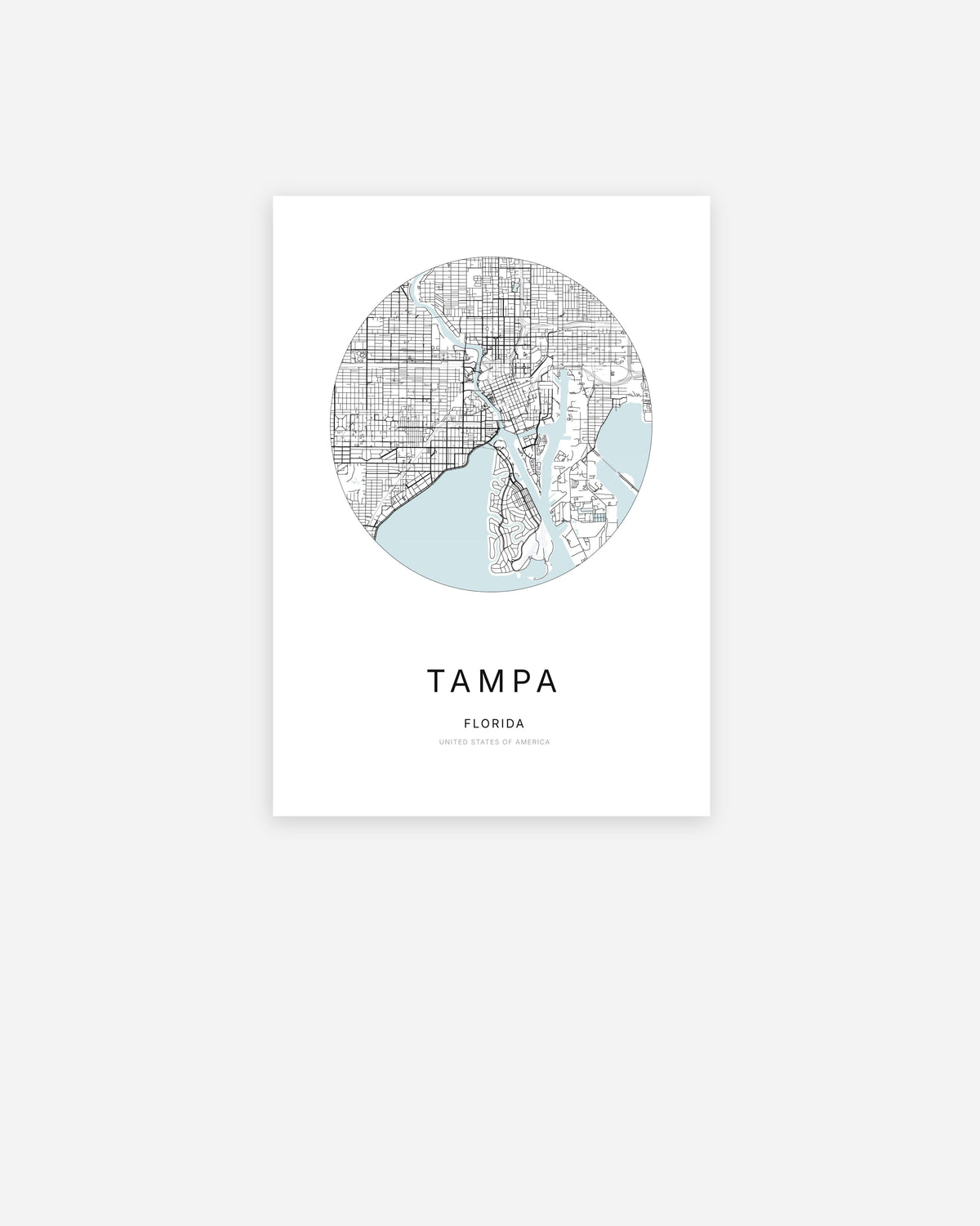 Minimalist city map of Tampa, Florida.