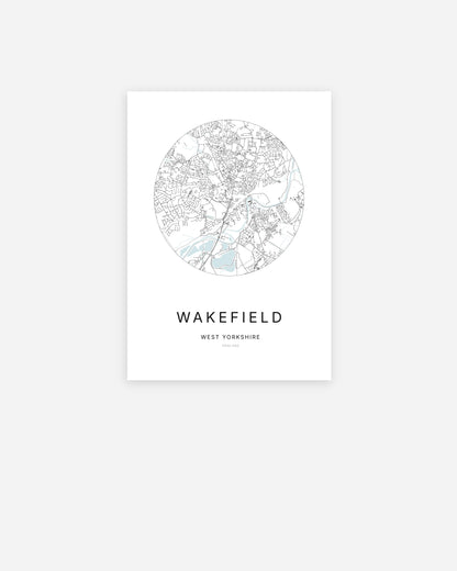 Plan de la ville de Wakefield au design minimaliste.