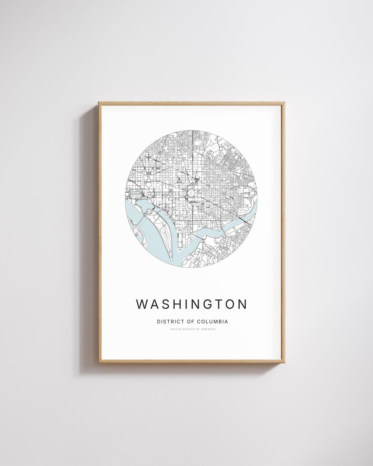 Poster représentant le plan de la ville de Washington.