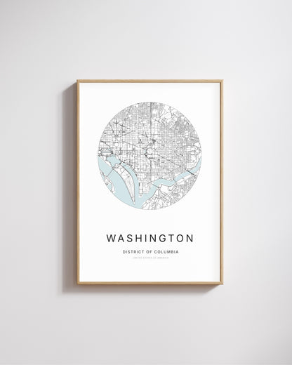 Poster représentant le plan de la ville de Washington.