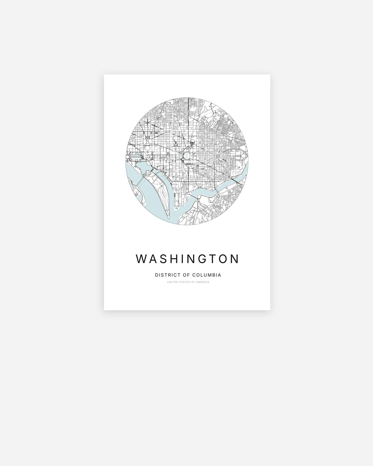 Plan de la ville de Washington au design minimaliste.