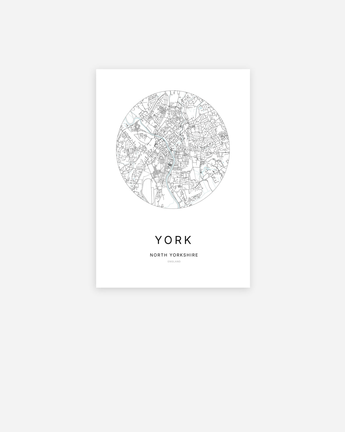 City map of York in a minimalist design.